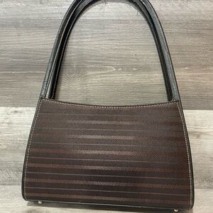 Y2K Brown & Black Structured Shoulder Bag | Vintage Baguette Purse
